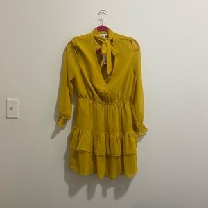 BB Dakota yellow dress with pussy bow